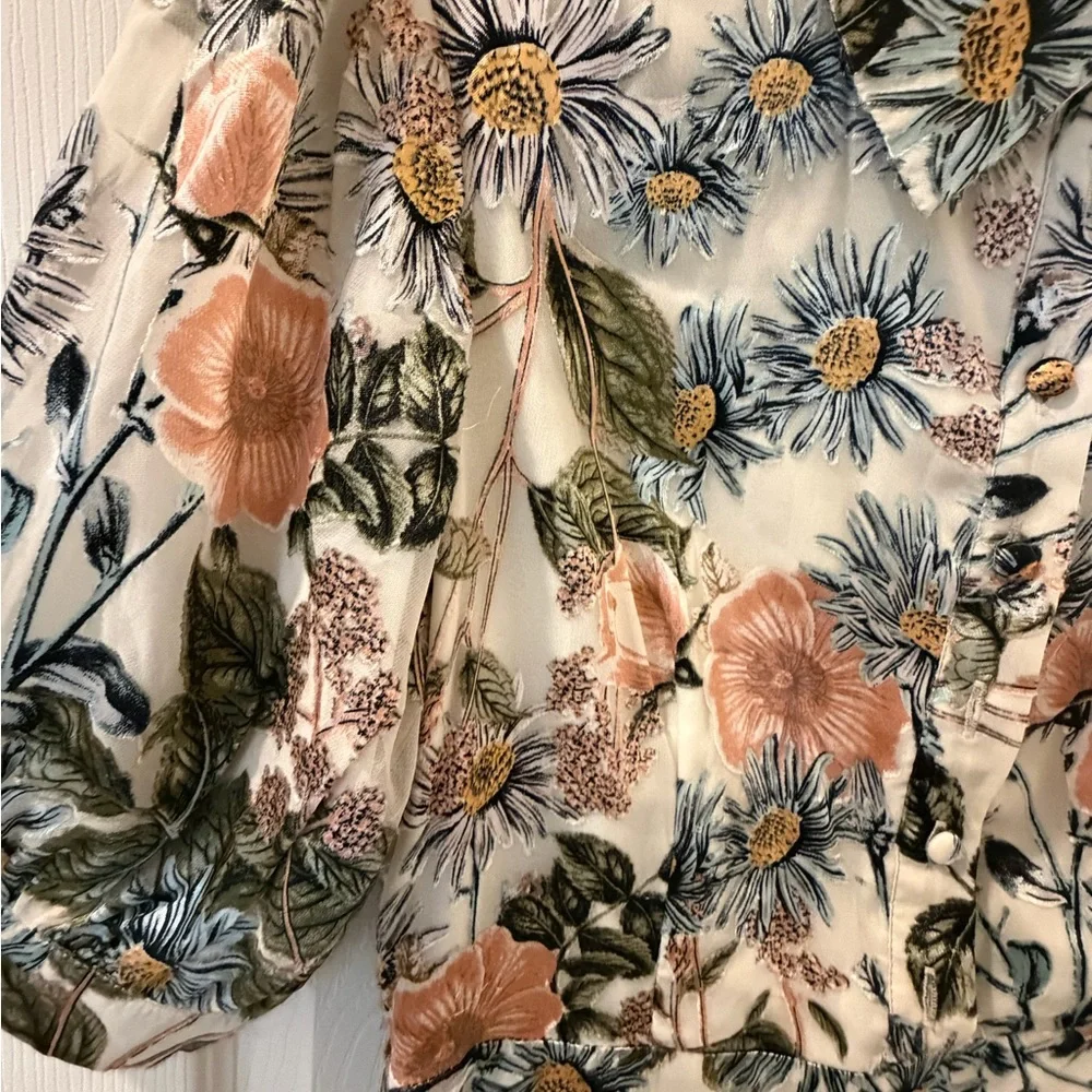 Ivy City Co Cream Midi Dress with Peach and Olive Floral - Picture 4 of 6